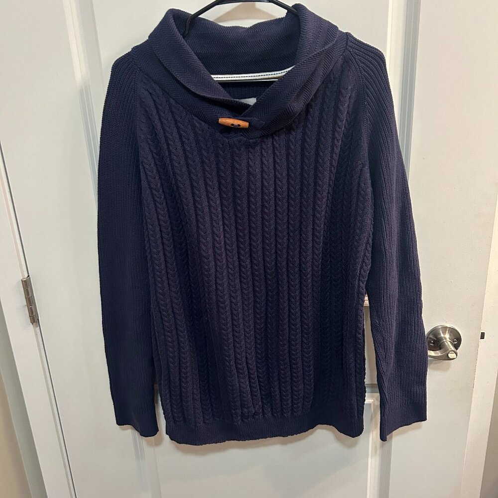 Men’s Levelwear Salute Fisherman Gorpcore Navy Blue Cable Knit Sweater Size M